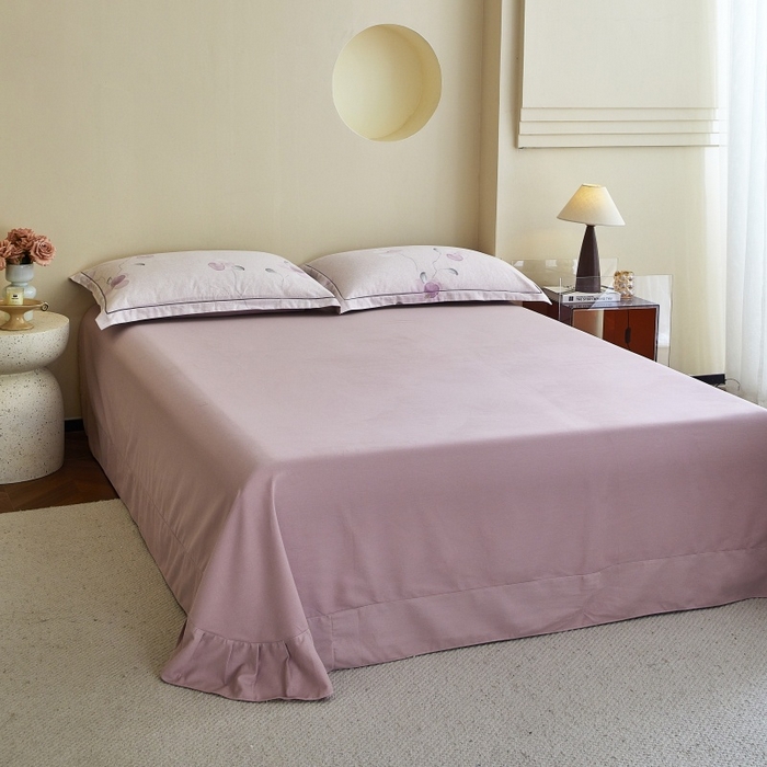 91家纺网 家纺一手货源 找家纺 沐白家居 2025新款全棉生态磨毛四件套春暖花开-紫