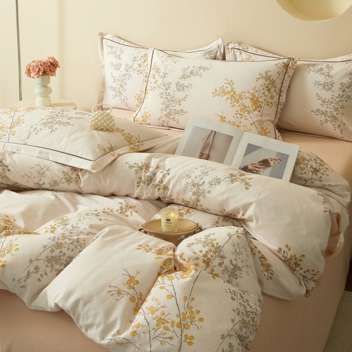 91家纺网 家纺一手货源 找家纺 沐白家居 2025新款全棉生态磨毛四件套境禾-玉