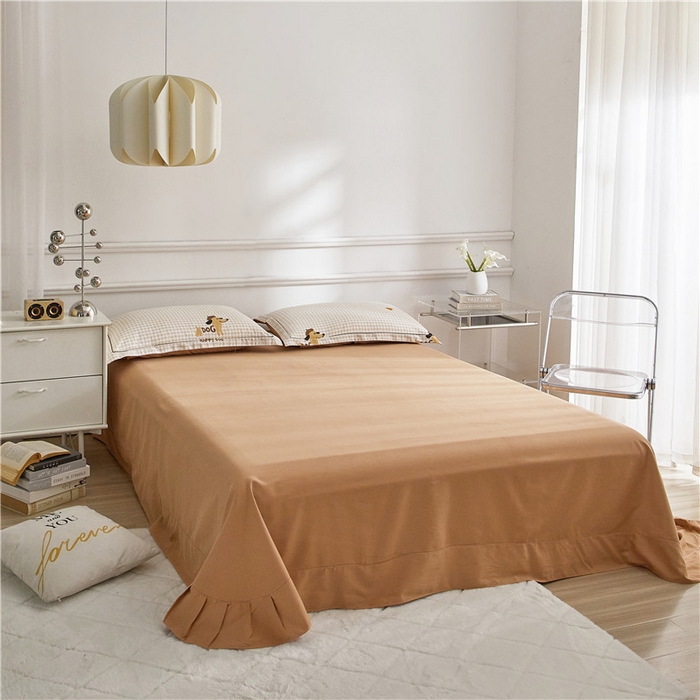 91家纺网 家纺一手货源 找家纺 沐白家居 2025新款全棉生态磨毛四件套旺财多多-米