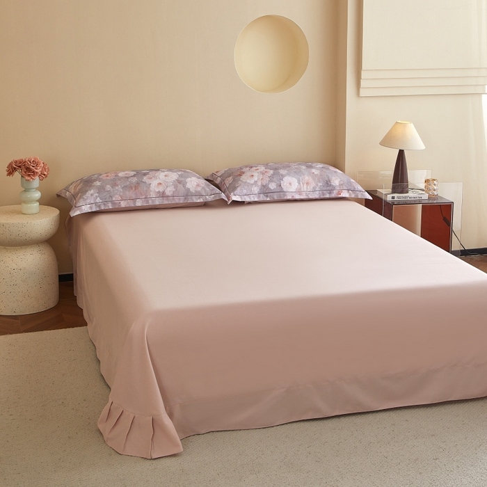 91家纺网 家纺一手货源 找家纺 沐白家居 2025新款全棉生态磨毛四件套花千朵-粉