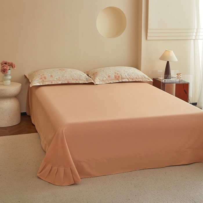 91家纺网 家纺一手货源 找家纺 沐白家居 2025新款全棉生态磨毛四件套嫣然-桔