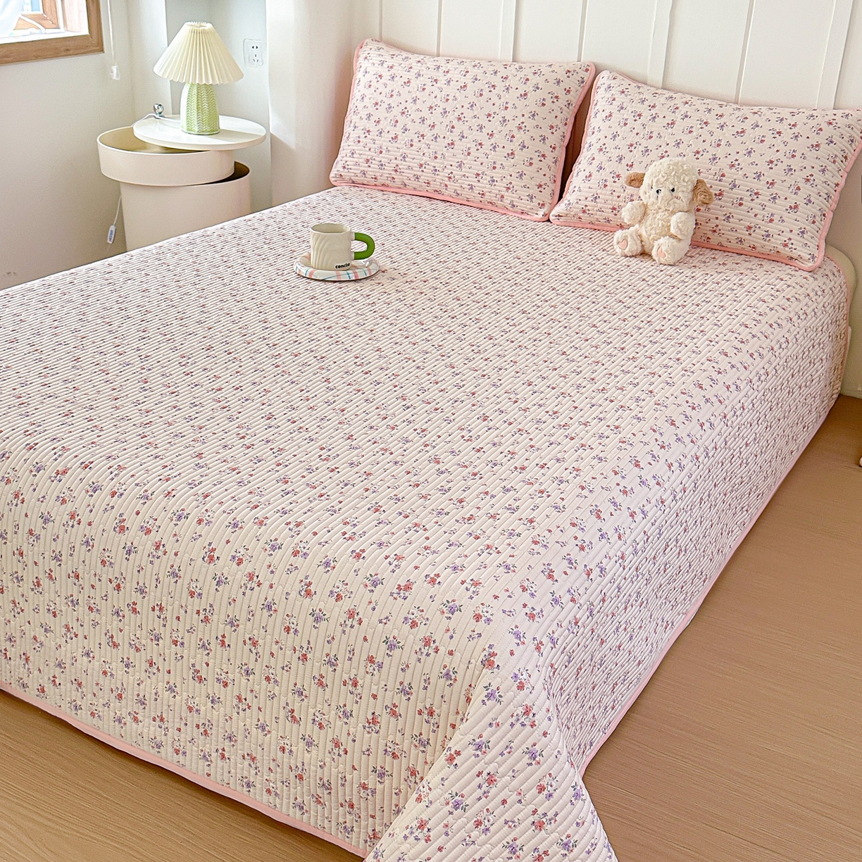 91家纺网 家纺一手货源 找家纺 橘夏家纺 2025新款全棉床盖三件套 十里飘香