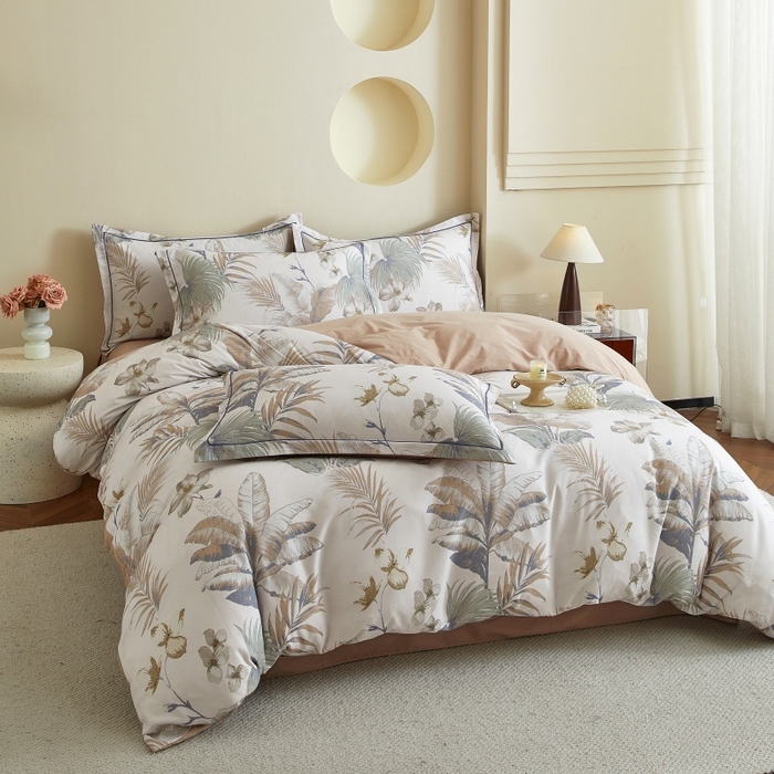 91家纺网 家纺一手货源 找家纺 沐白家居 2025新款全棉生态磨毛四件套庭森