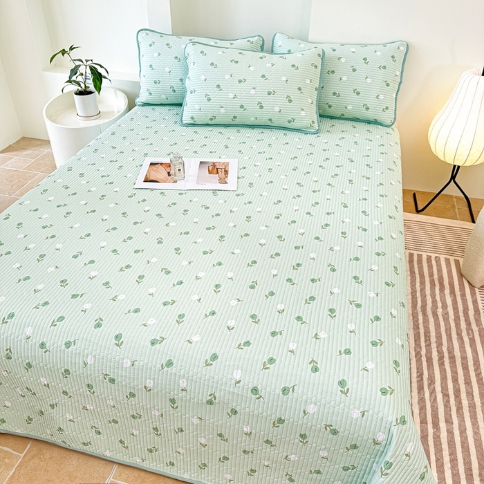 91家纺网 家纺一手货源 找家纺 橘夏家纺 2025新款全棉床盖三件套 初享时光