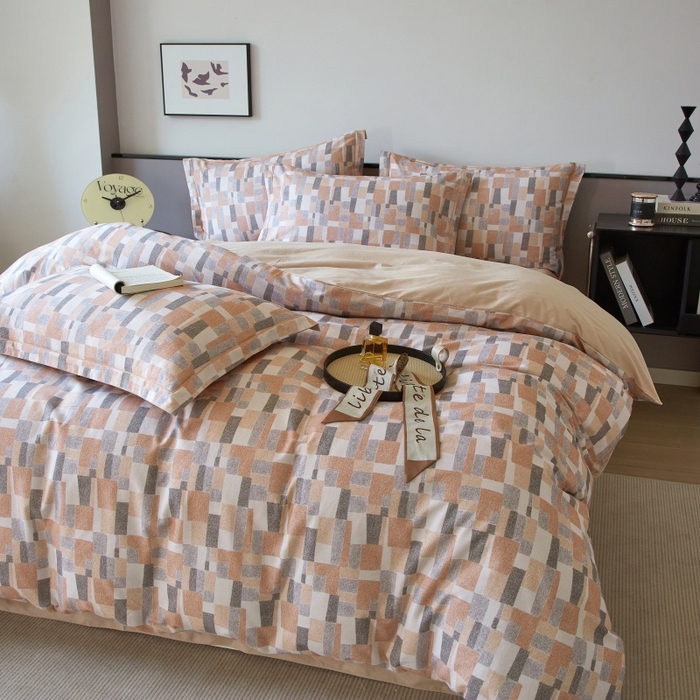 91家纺网 家纺一手货源 找家纺 沐白家居 2025新款全棉生态磨毛四件套凌川-驼