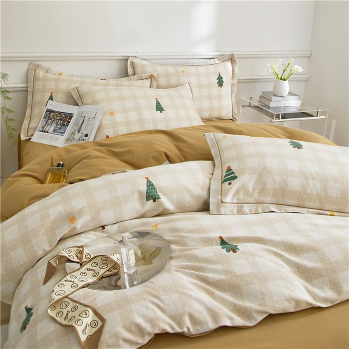 91家纺网 家纺一手货源 找家纺 沐白家居 2025新款全棉生态磨毛四件套圣诞序曲