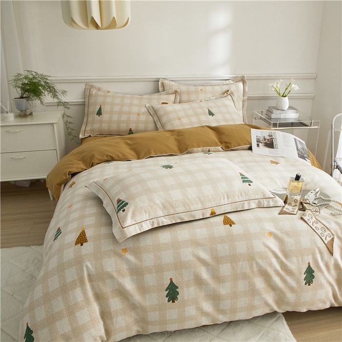 91家纺网 家纺一手货源 找家纺 沐白家居 2025新款全棉生态磨毛四件套圣诞序曲