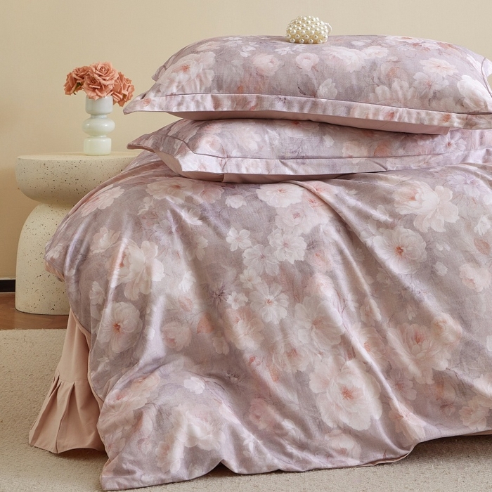 91家纺网 家纺一手货源 找家纺 沐白家居 2025新款全棉生态磨毛四件套花千朵-粉