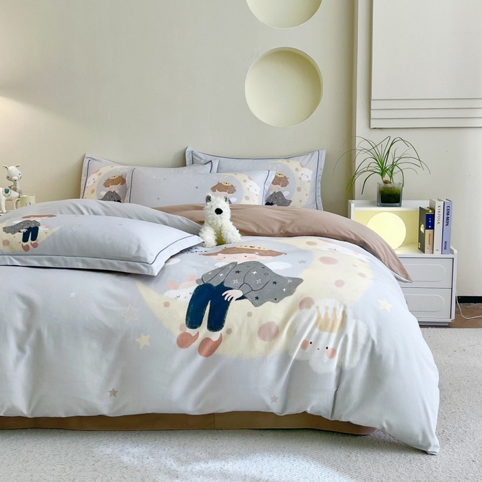 91家纺网 家纺一手货源 找家纺 沐白家居 2025新款全棉生态磨毛四件套小王子