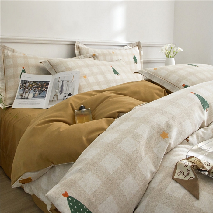 91家纺网 家纺一手货源 找家纺 沐白家居 2025新款全棉生态磨毛四件套圣诞序曲