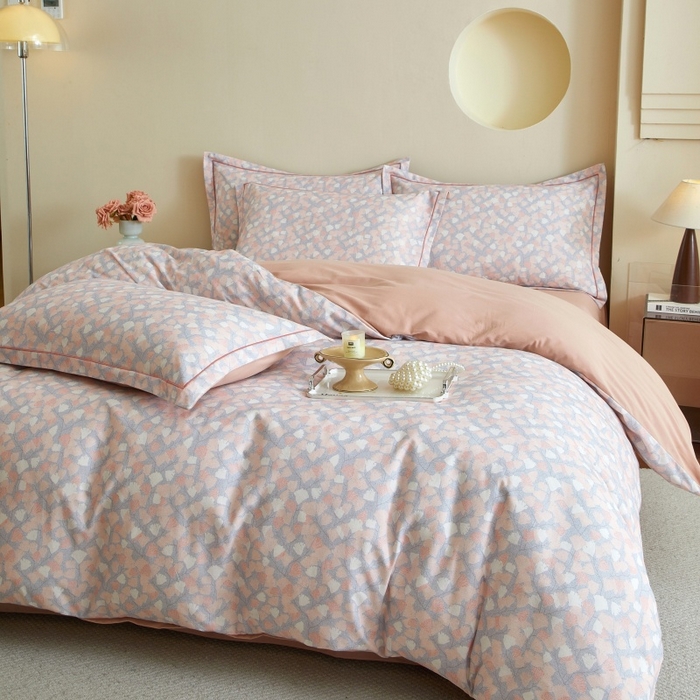 91家纺网 家纺一手货源 找家纺 沐白家居 2025新款全棉生态磨毛四件套花畔