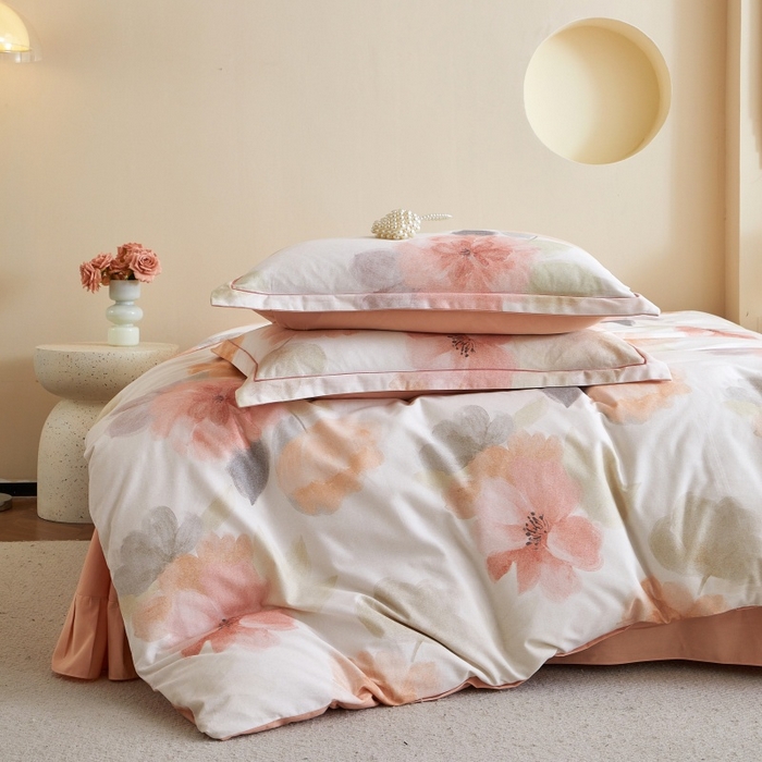 91家纺网 家纺一手货源 找家纺 沐白家居 2025新款全棉生态磨毛四件套夕雾