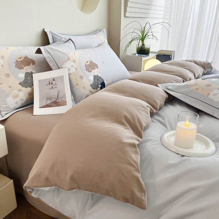 91家纺网 家纺一手货源 找家纺 沐白家居 2025新款全棉生态磨毛四件套小王子