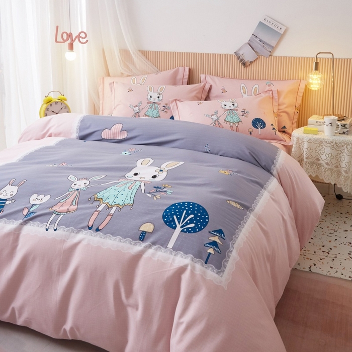 91家纺网 家纺一手货源 找家纺 沐白家居 2025新款全棉生态磨毛四件套安妮日记