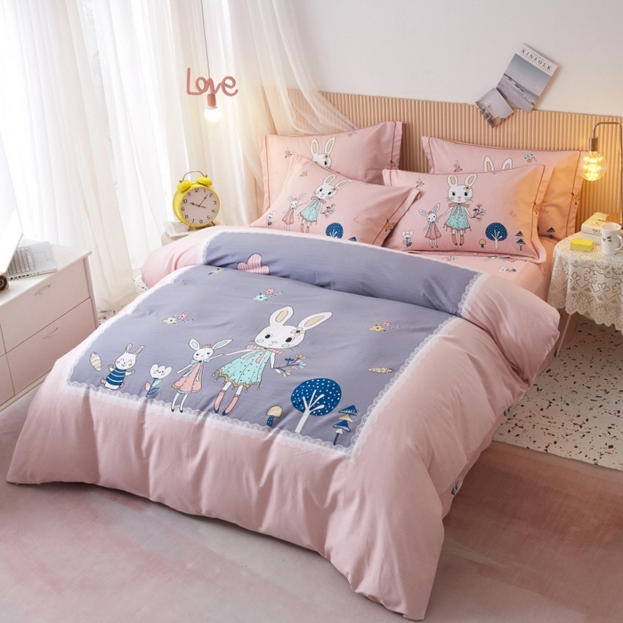 91家纺网 家纺一手货源 找家纺 沐白家居 2025新款全棉生态磨毛四件套安妮日记