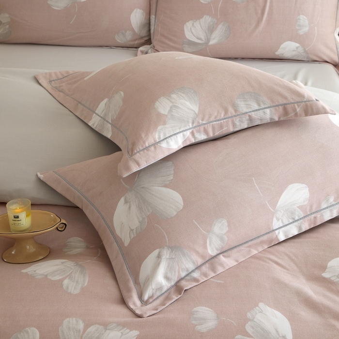 91家纺网 家纺一手货源 找家纺 沐白家居 2025新款全棉生态磨毛四件套如梦-粉