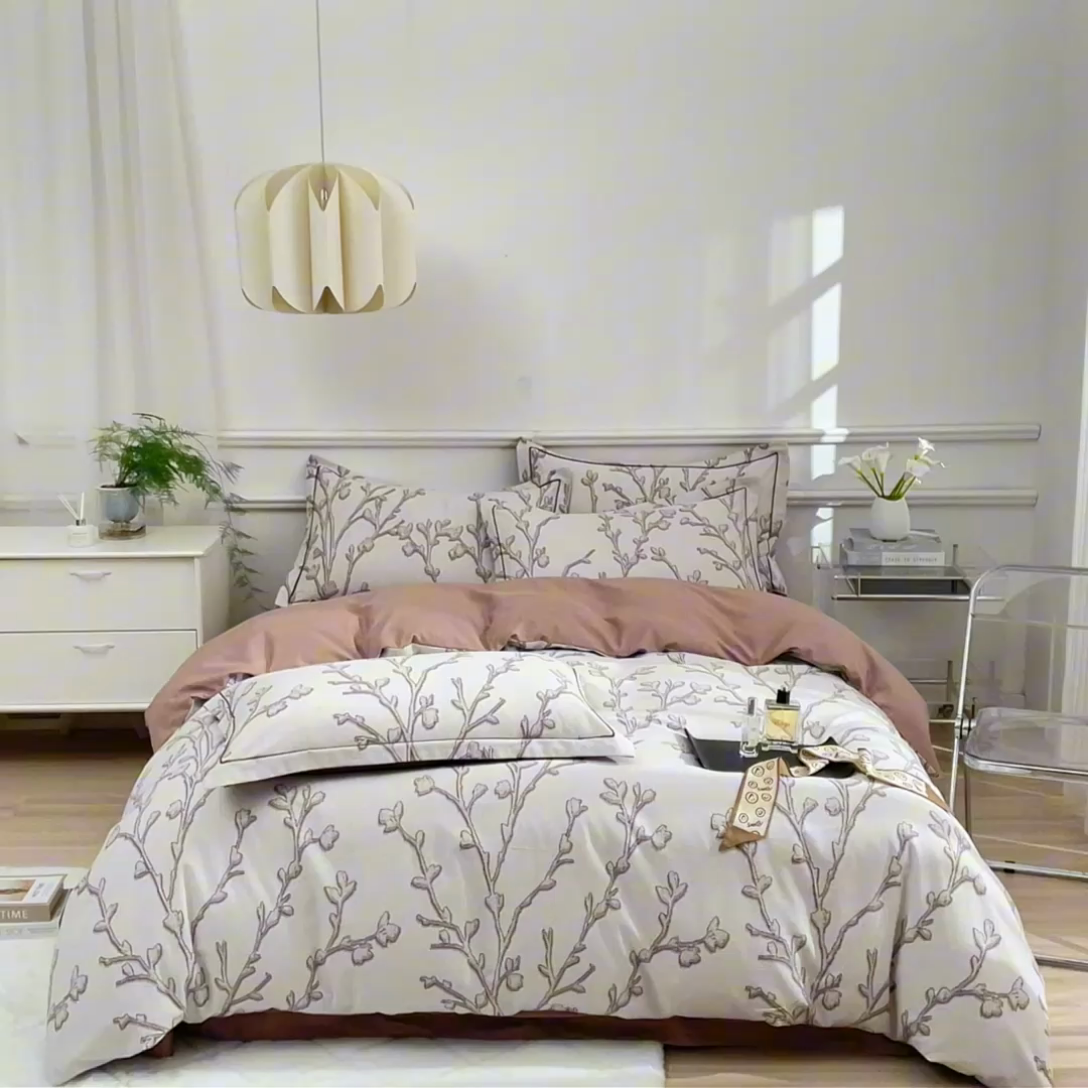 91家纺网 家纺一手货源 找家纺 沐白家居 2025新款全棉生态磨毛四件套美沐-咖