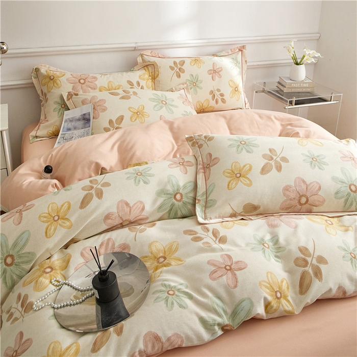 91家纺网 家纺一手货源 找家纺 沐白家居 2025新款全棉生态磨毛四件套向阳