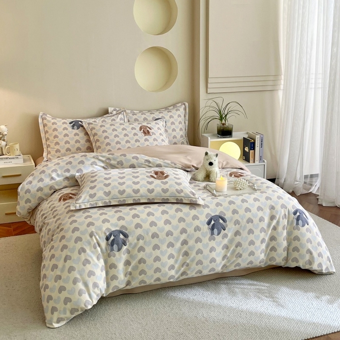 91家纺网 家纺一手货源 找家纺 沐白家居 2025新款全棉生态磨毛四件套悠闲午后