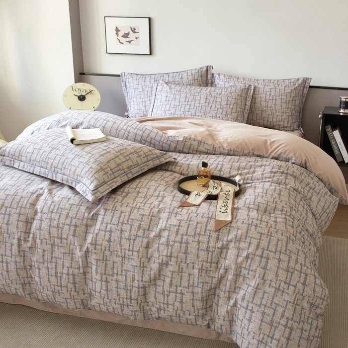 91家纺网 家纺一手货源 找家纺 沐白家居 2025新款全棉生态磨毛四件套追影-驼