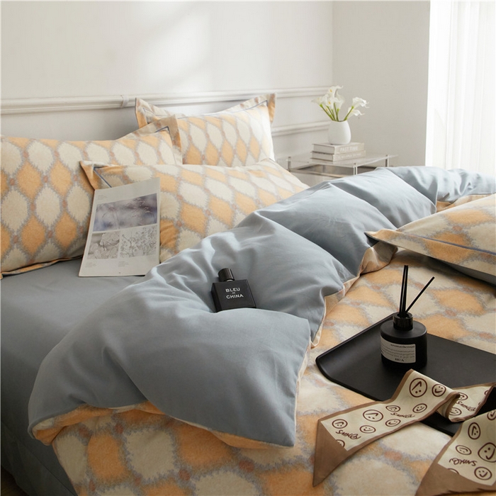 91家纺网 家纺一手货源 找家纺 沐白家居 2025新款全棉生态磨毛四件套追光