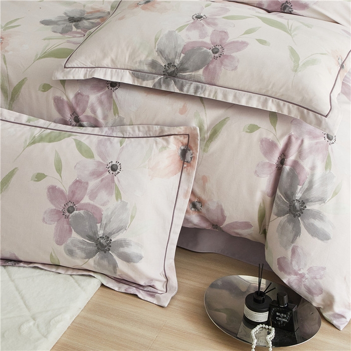 91家纺网 家纺一手货源 找家纺 沐白家居 2025新款全棉生态磨毛四件套叶颜