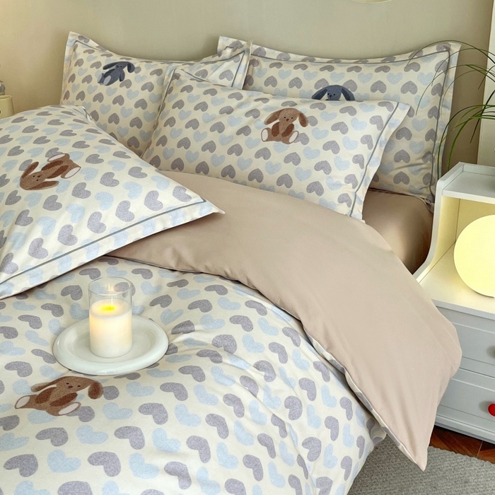 91家纺网 家纺一手货源 找家纺 沐白家居 2025新款全棉生态磨毛四件套悠闲午后