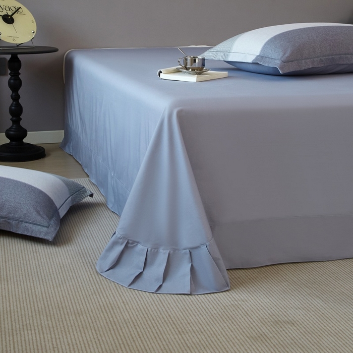 91家纺网 家纺一手货源 找家纺 沐白家居 2025新款全棉生态磨毛四件套如初-蓝灰