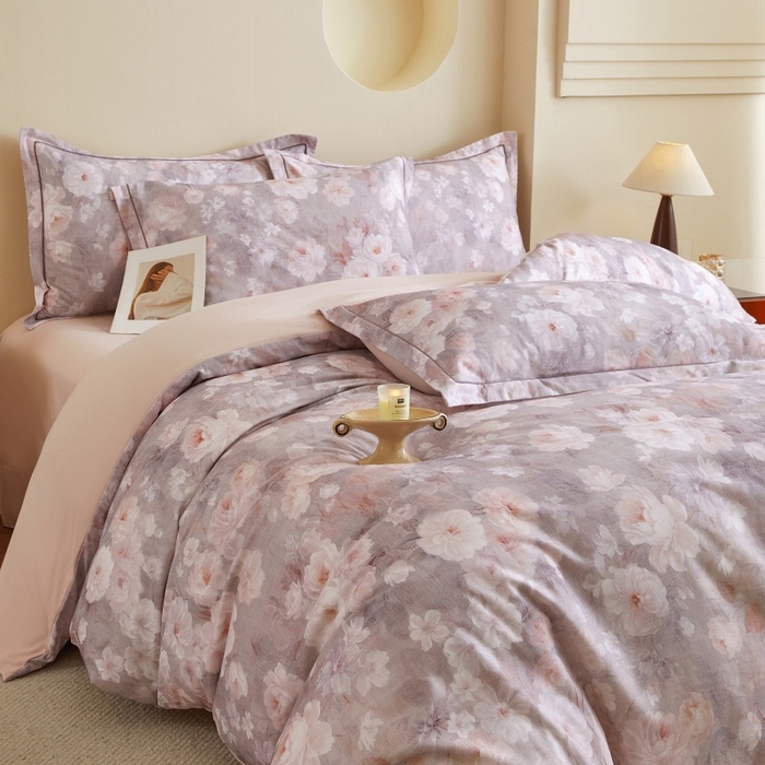 91家纺网 家纺一手货源 找家纺 沐白家居 2025新款全棉生态磨毛四件套花千朵-粉