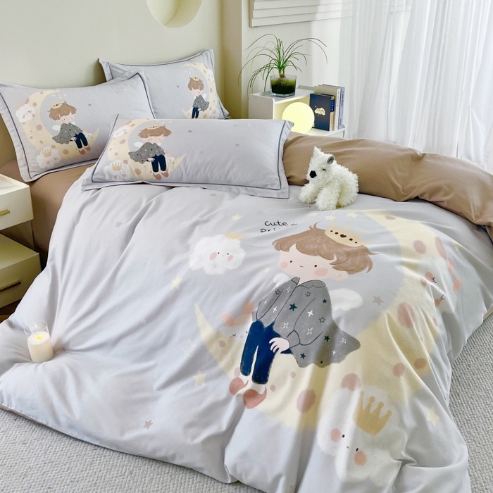 91家纺网 家纺一手货源 找家纺 沐白家居 2025新款全棉生态磨毛四件套小王子