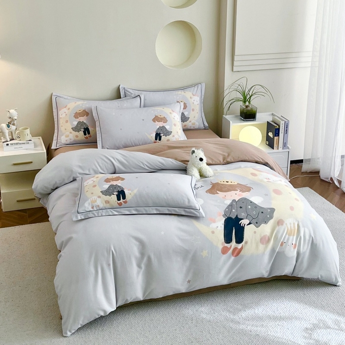 91家纺网 家纺一手货源 找家纺 沐白家居 2025新款全棉生态磨毛四件套小王子