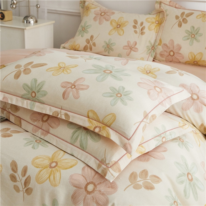 91家纺网 家纺一手货源 找家纺 沐白家居 2025新款全棉生态磨毛四件套向阳