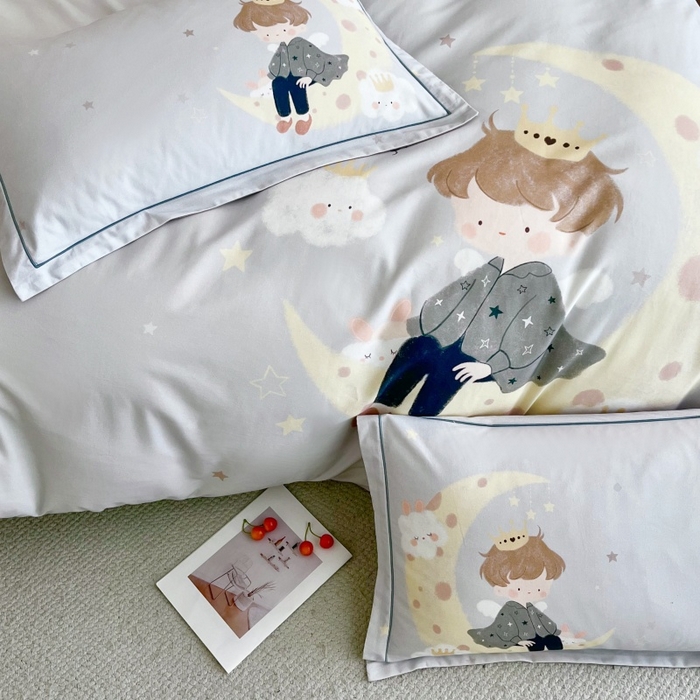 91家纺网 家纺一手货源 找家纺 沐白家居 2025新款全棉生态磨毛四件套小王子