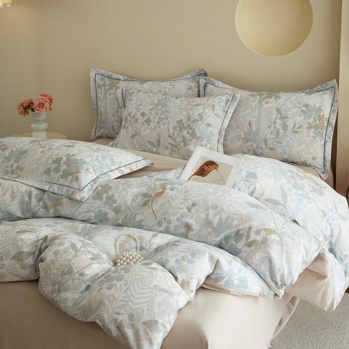 91家纺网 家纺一手货源 找家纺 沐白家居 2025新款全棉生态磨毛四件套颜序