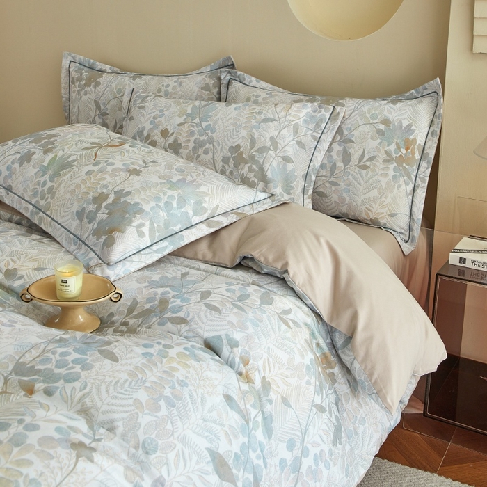 91家纺网 家纺一手货源 找家纺 沐白家居 2025新款全棉生态磨毛四件套颜序