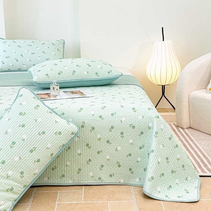 91家纺网 家纺一手货源 找家纺 橘夏家纺 2025新款全棉床盖三件套 初享时光