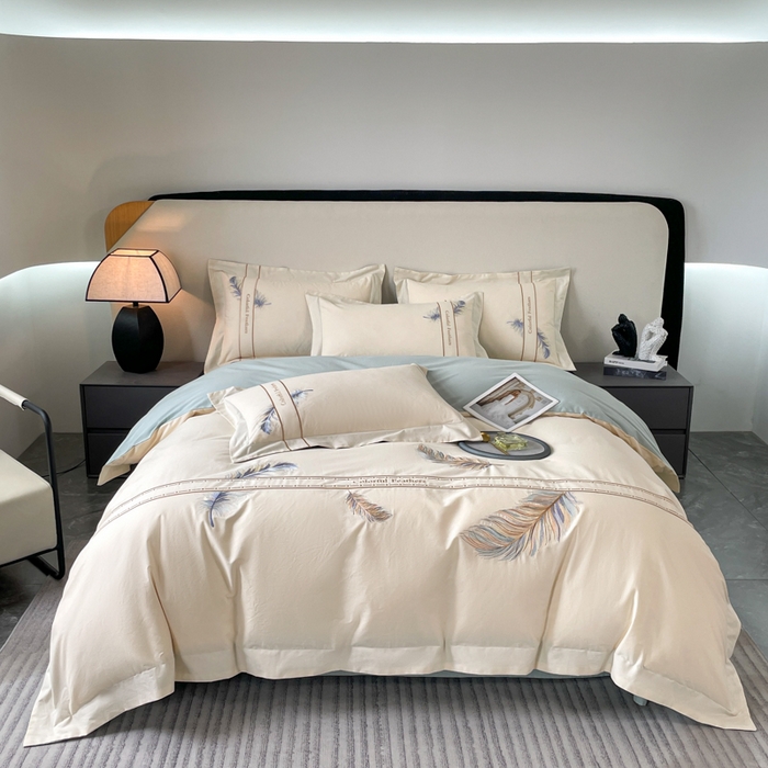 91家纺网 家纺一手货源 找家纺 （总）桃园 2025新款纯棉全棉长绒棉磨毛四件套不掉毛-羽翼 （高端礼盒）