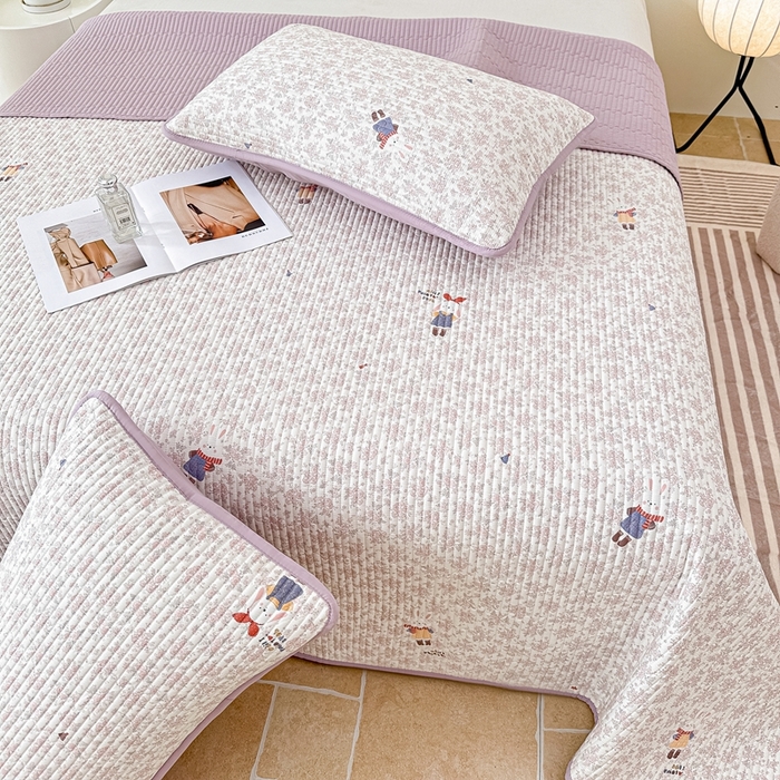 91家纺网 家纺一手货源 找家纺 橘夏家纺 2025新款全棉床盖三件套 妮可兔