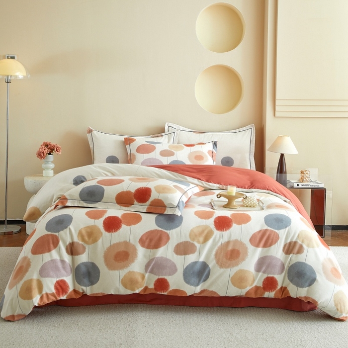 91家纺网 家纺一手货源 找家纺 沐白家居 2025新款全棉生态磨毛四件套蒸蒸日上