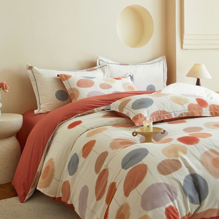 91家纺网 家纺一手货源 找家纺 沐白家居 2025新款全棉生态磨毛四件套蒸蒸日上