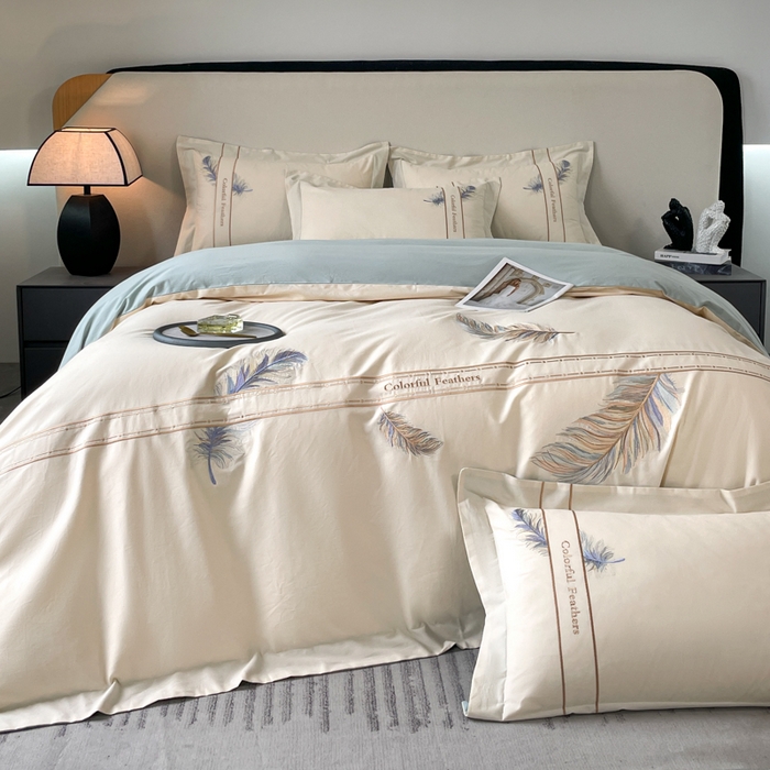 91家纺网 家纺一手货源 找家纺 （总）桃园 2025新款纯棉全棉长绒棉磨毛四件套不掉毛-羽翼 （高端礼盒）