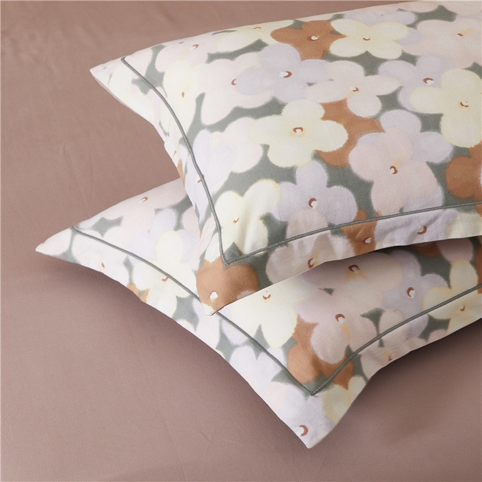 91家纺网 家纺一手货源 找家纺 沐白家居 2025新款全棉生态磨毛四件套臻爱-豆沙