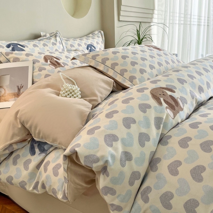 91家纺网 家纺一手货源 找家纺 沐白家居 2025新款全棉生态磨毛四件套悠闲午后