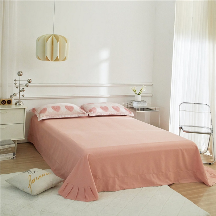 91家纺网 家纺一手货源 找家纺 沐白家居 2025新款全棉生态磨毛四件套心心相印-粉