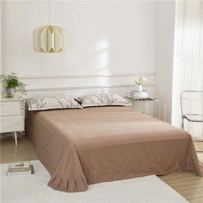 91家纺网 家纺一手货源 找家纺 沐白家居 2025新款全棉生态磨毛四件套美沐-咖