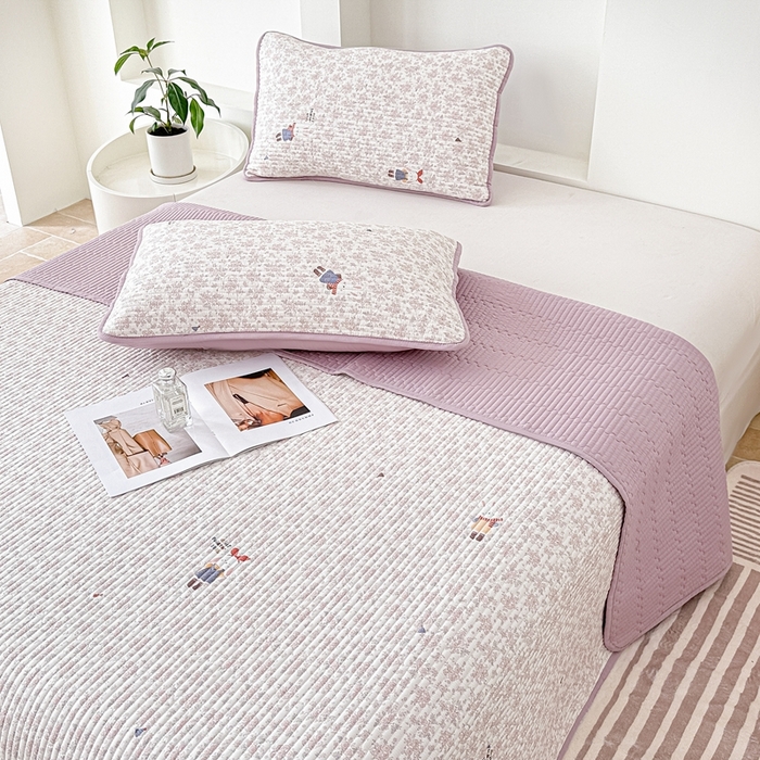 91家纺网 家纺一手货源 找家纺 橘夏家纺 2025新款全棉床盖三件套 妮可兔