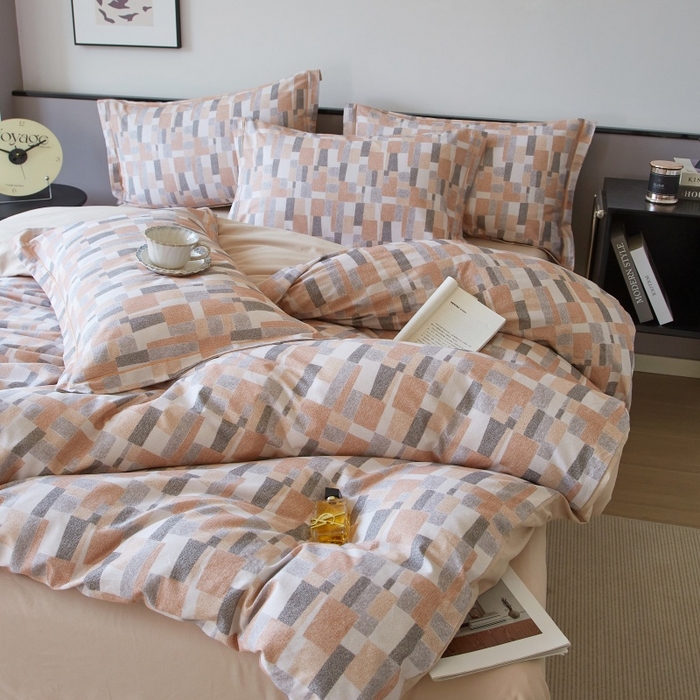 91家纺网 家纺一手货源 找家纺 沐白家居 2025新款全棉生态磨毛四件套凌川-驼