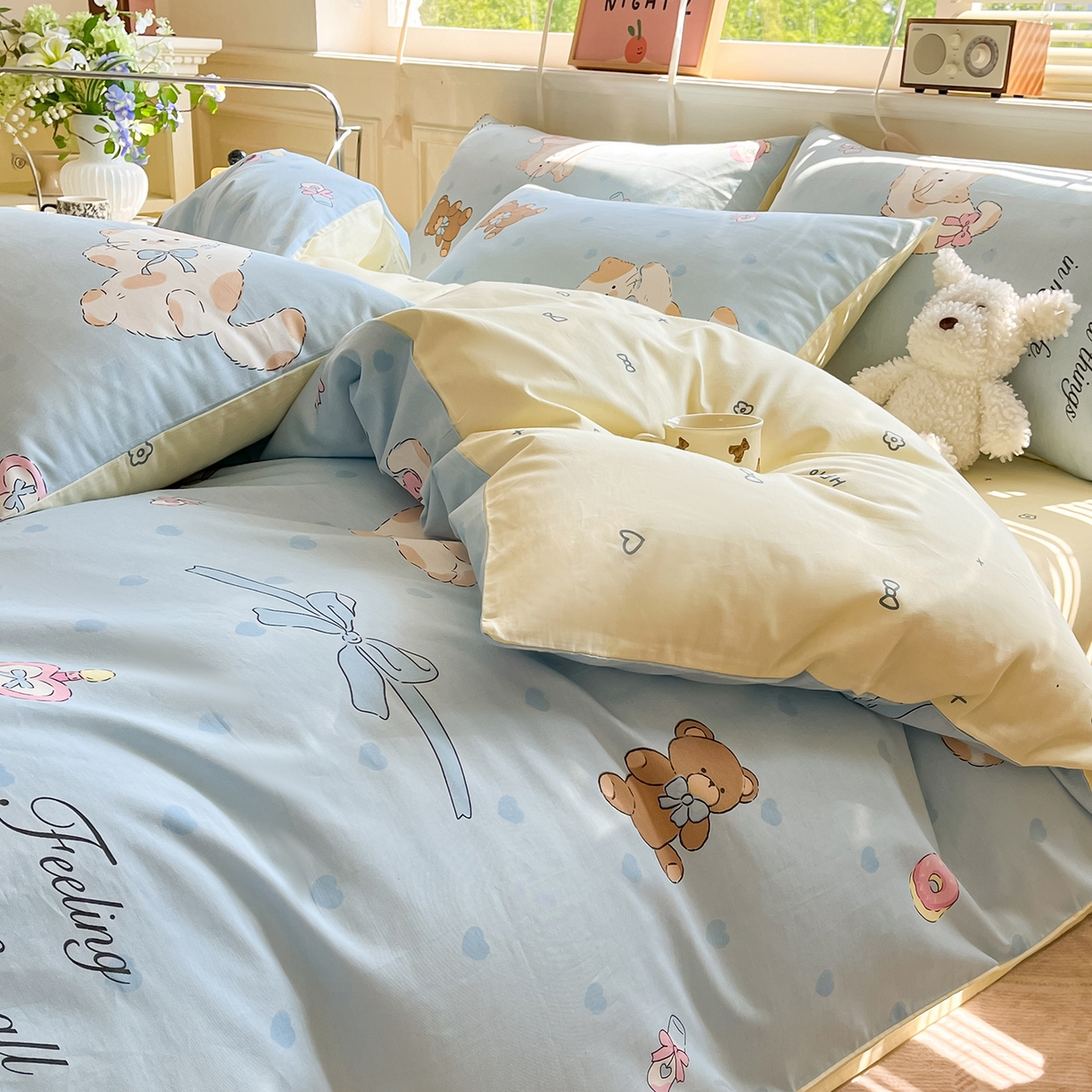 91家纺网 家纺一手货源 找家纺 麦伦家居 2025春夏新款全棉纯棉斜纹40s13372系列-小清新卡通 斑妮