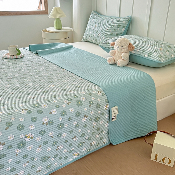 91家纺网 家纺一手货源 找家纺 橘夏家纺 2025新款全棉床盖三件套 栀香小兔