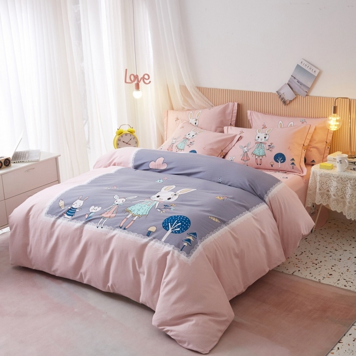 91家纺网 家纺一手货源 找家纺 沐白家居 2025新款全棉生态磨毛四件套安妮日记